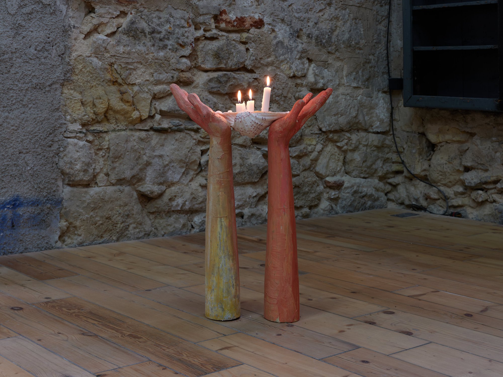 Anna Boghiguian, Candle Holder, wax caustic on cast fibreglass, 73 x 46 x 18 cm, 2024.