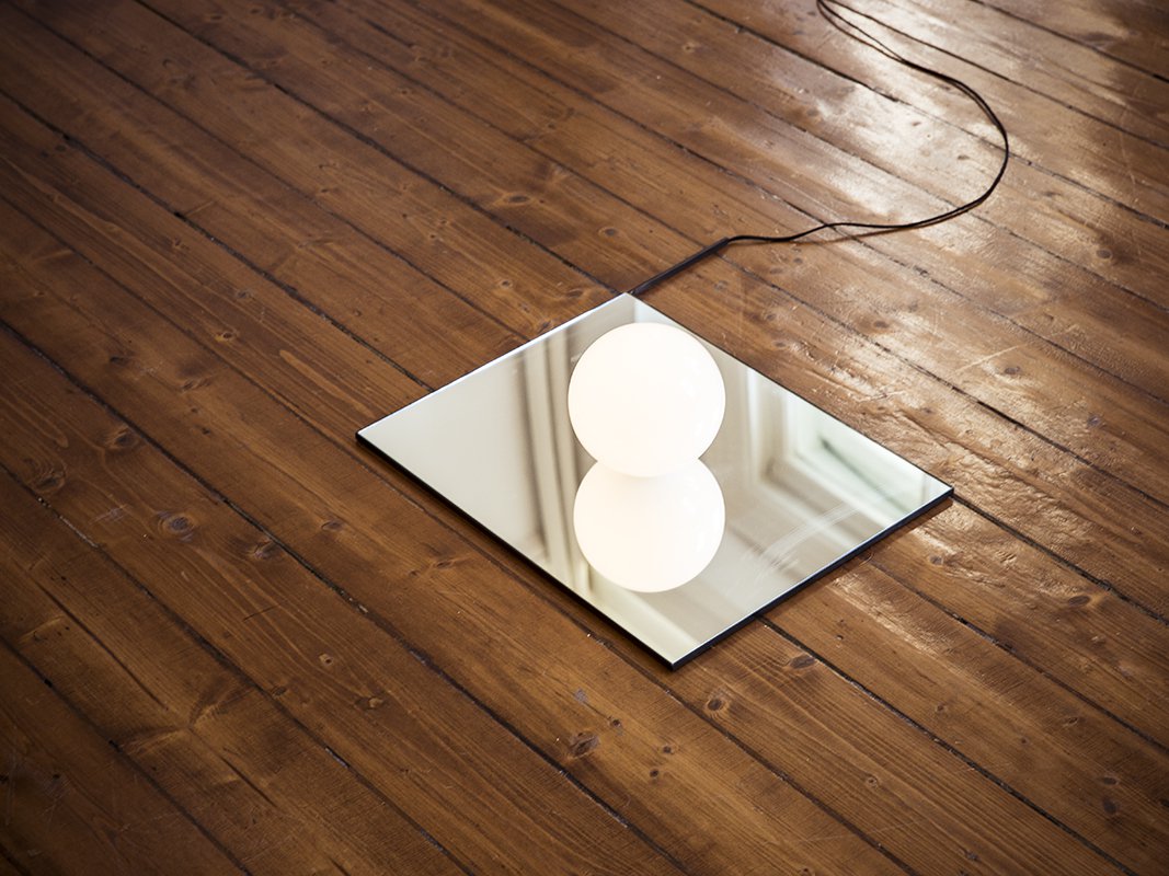 Michael Anastassiades, Nudge, mirror, patinated brass and opaline glass, 71.3 x 36.2 x 15.5 cm (28 1/8 x 14 1/4 x 6 1/8 in), 2014